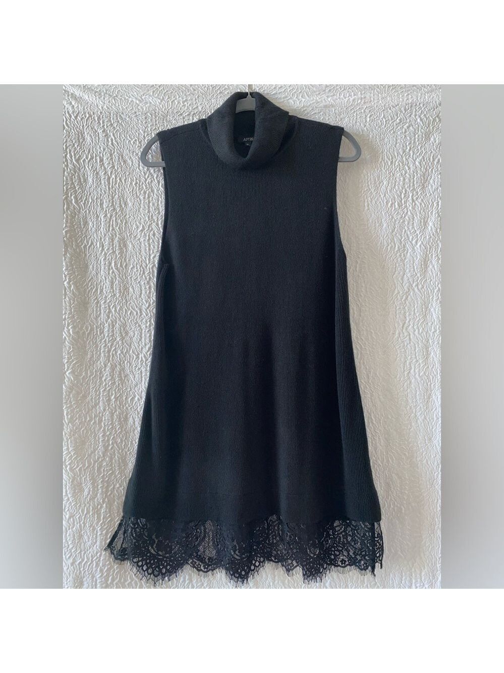 Apt.9 Turtleneck Sleeveless  Lace Hem Knit Sweater Mini Dress